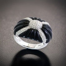 E.H. Collection 9.80ct Onyx & Diamond Ring 14373