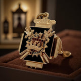 Estate Circa 1919 32nd Knights Templar Masonic Pendant 14K Yellow Gold "In This Sign; You Will Conquer" 15671
