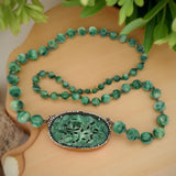 Estate Jadeite & Natural Pearl 14K White Gold Necklace 15667