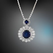 E.H. Collection 1.66 cttw Sapphire and Diamond Pendant With Chain  13079