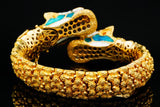 Estate Double Head Panther Enamel Diamond Bracelet 18K Yellow Gold 15686
