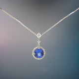 E.H. Collection 1.90 ct Tanzanite & Diamond Halo Necklace 14417