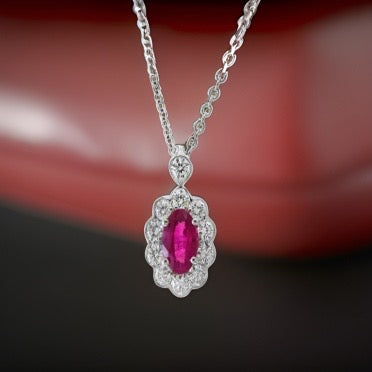 E.H. Collection .57 ct Ruby & Diamond Pendant With Chain 14418