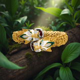 Estate Double Head Panther Enamel Diamond Bracelet 18K Yellow Gold 15686