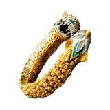 Estate Double Head Panther Enamel Diamond Bracelet 18K Yellow Gold 15686