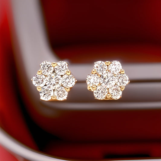 Maya Lianna Diamond and 14K Yellow Gold Cluster Earrings