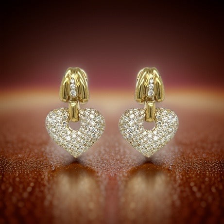 Estate 6.00 cttw Diamond Heart Earrings 13379