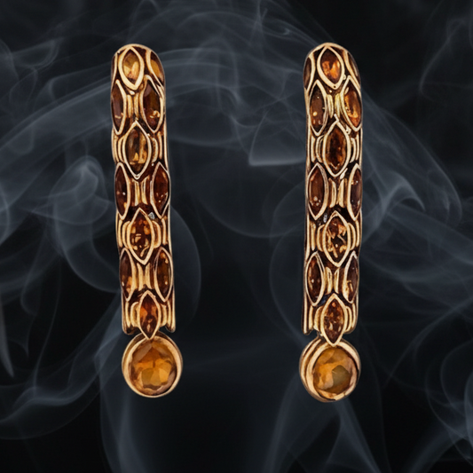 Estate Italian Designer 12.00 cttw Citrine Drop 18K Yellow Gold Earrings 14315