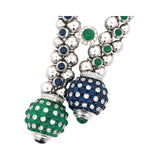 Estate Italian Designer R.C.M. Of Valenza - Diamond Sapphire Emerald Necklace 15685