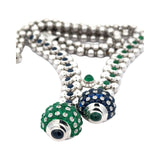 Estate Italian Designer R.C.M. Of Valenza - Diamond Sapphire Emerald Necklace 15685