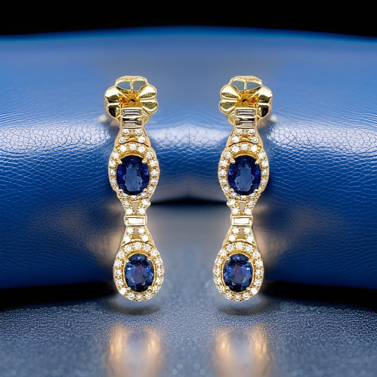 Beverly K Sapphire, Diamond and 14K Yellow Gold Dangle Earrings