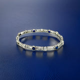 Estate Art Deco 2.65 cttw Old European Cut Diamond 2.00 cttw Sapphire Platinum Bracelet 14101