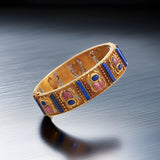 Estate Lapis Lazuli & Rhodochrosite 18K Yellow Gold Bangle 14262