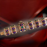 Estate Made In France For Blums & Vogue Of Chicago Diamond Emerald Ruby 18K Yellow Gold Polychrome Enamel Bracelet 14100