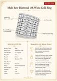 Multi Row Diamond 18K White Gold Ring