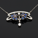 Estate Nouveau 1910 Company Diamond Purple & Blue Enamel (Plique-A-Jour) Limited Edition #5 of 101 Brooch/Necklace