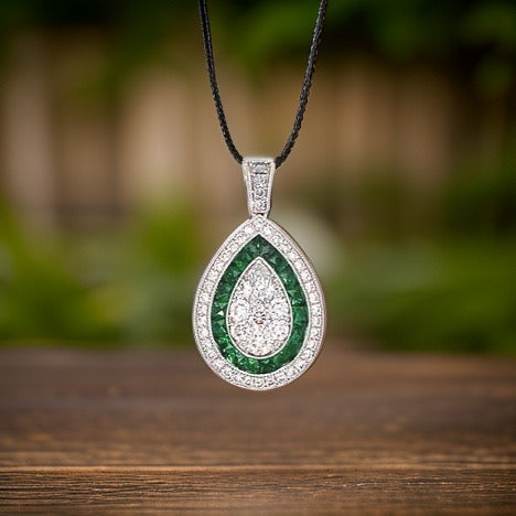 Art Deco Reproduction Aristocrat .75 cttw Tsavorite .69 cttw Diamond Pendant 10555