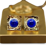 Custom Made 1970's Lapis Lazuli 14K Yellow Gold Earring