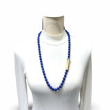 Estate Bamboo Lapis Lazuli 14K Yellow Gold Necklace