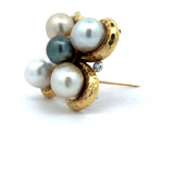 Estate NYC Designer Mazza South Sea & Tahitian Pearl Diamond Pendant/Brooch 15690