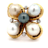 Estate NYC Designer Mazza South Sea & Tahitian Pearl Diamond Pendant/Brooch 15690