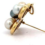 Estate NYC Designer Mazza South Sea & Tahitian Pearl Diamond Pendant/Brooch 15690