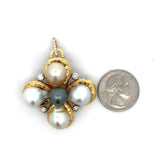 Estate NYC Designer Mazza South Sea & Tahitian Pearl Diamond Pendant/Brooch 15690