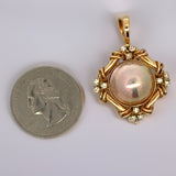 California Estate Mabe Pearl & Diamond Pendant 14581