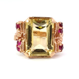 Estate Citrine Ruby 14K Yellow Gold Ring 15422