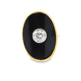 Estate Diamond Onyx 14K TT Gold Ring 15416