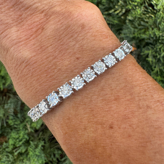 Diamond Illusion Tennis Bracelet 4.0cttw 14K White Gold