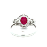 Oval Ruby, Diamond 18K White Gold Ring