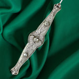 Art Deco Diamond Filigree White Gold Brooch