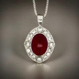 Estate 9.11 ct Ruby Diamond Platinum Pendant 15312