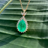Estate 11.33 Columbia Emerald (GIA Report) Diamond 14kt Yellow Gold Necklace