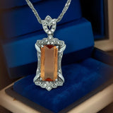 Imperial Topaz and Diamond Platinum Necklace