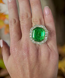 California Estate 10.41ct Colombia Emerald (GIA) 3.75 OMC Diamond Halo Ring 15325 Must See To Appreciate