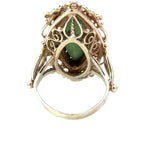 Victorian Revival Jade and 14K Yellow Gold Ring