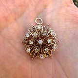 Mid Century Modern Old Mine Cut Diamond 14K Yellow Gold Brooch/Pendant