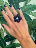 14.50 cttw Sapphire & Diamond 18K White Gold Ring 15700