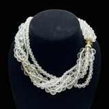 Rock Crystal Multi Strand and 14K Yellow Gold Necklace