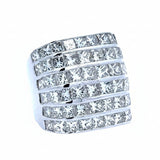 Princess Cut 6 Row Diamond and 18K White Gold Ring