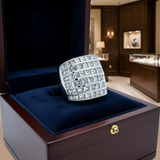 Princess Cut 6 Row Diamond and 18K White Gold Ring