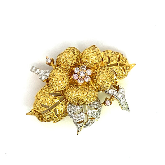 Estate 3.38 cttw Diamond Pend/Brooch Fancy Yellow, Fancy Light Pink 14191