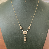 Modern Art Deco Revival Diamond and 14Kt Yellow Gold Necklace
