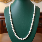 Modern 6.50 x 7.00 mm Japanese Akoya Cultured Pearls 24" 14kt Yellow Gold Necklace