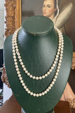 Modern 1990's Japanese Akoya Cultured Pearls 36" 14kt Yellow Gold Necklace