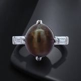 Cat's Eyes Tourmaline, Diamond and Platinum Three-Stone Ring