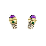 Estate David Yurman Amethyst & Chrysoberyl 14KY & Silver Earrings 14923