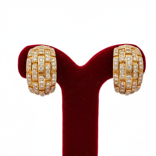 Estate Cartier Paris Maillon de Panthere 3.00 cttw Diamond 18K Yellow Gold Earrings 14231